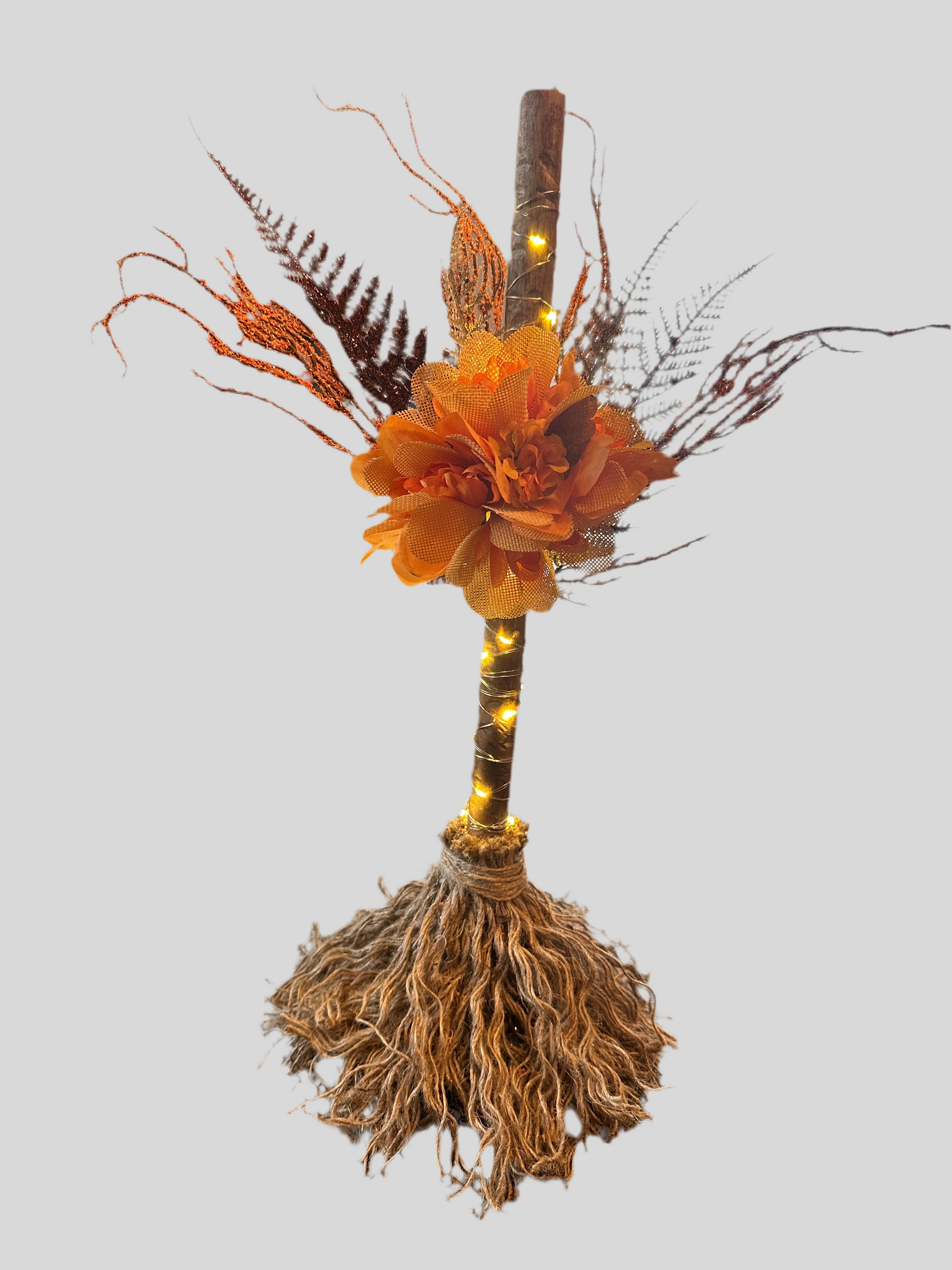 Floral broom fall decor