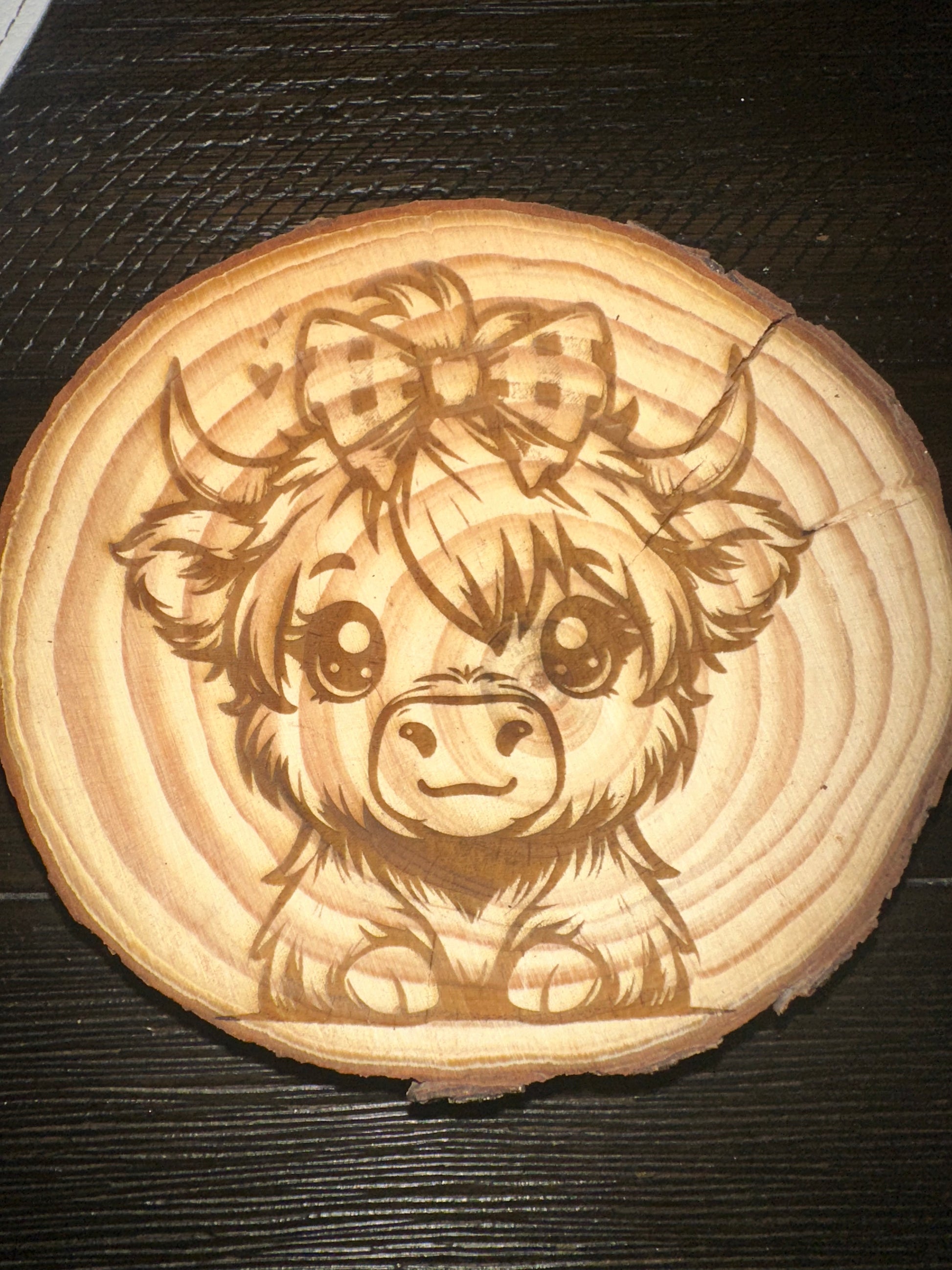 Highland cow wooden coaster set