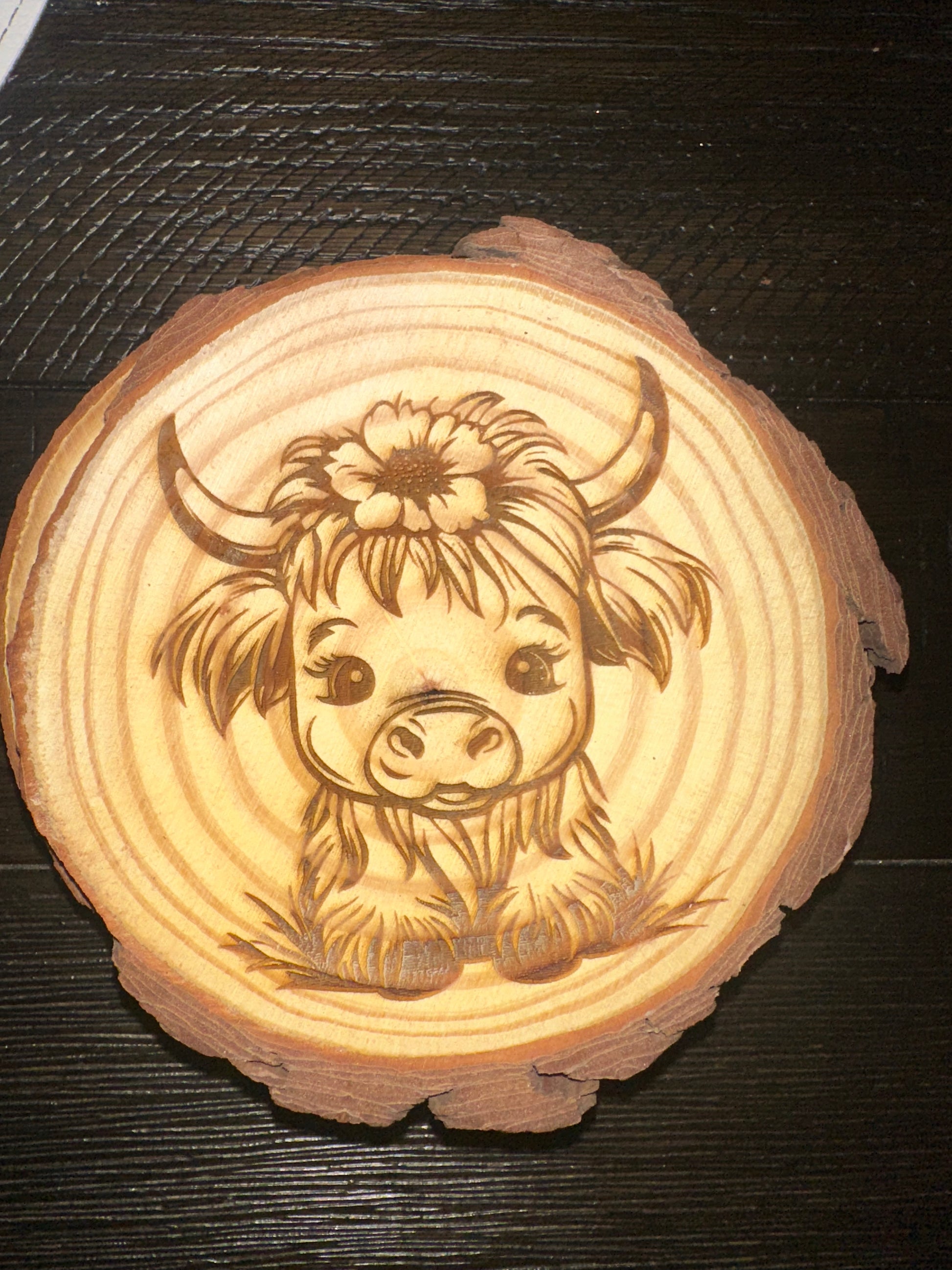 Highland cow wooden coaster set