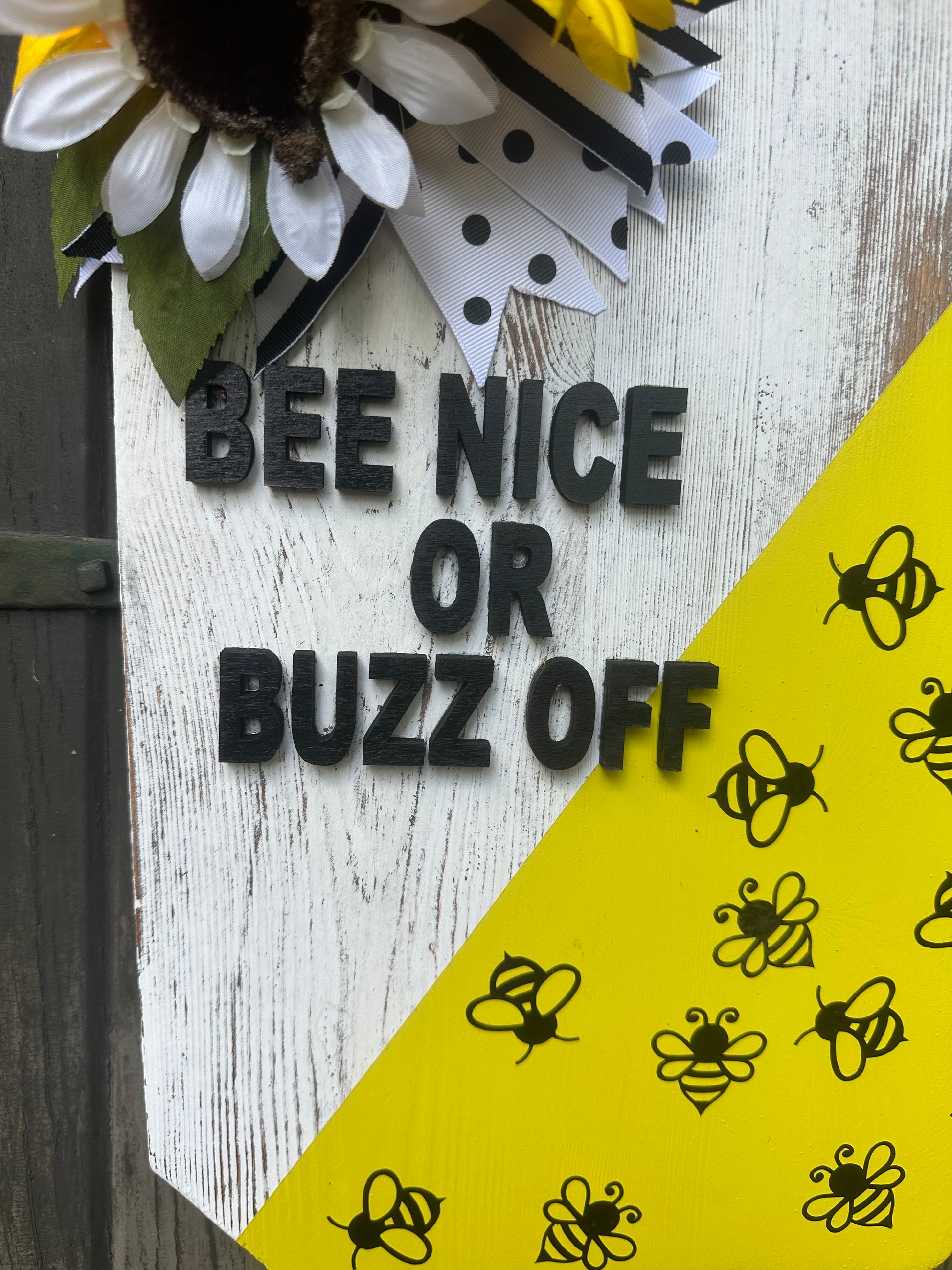 Bee nice whitewash large plaque