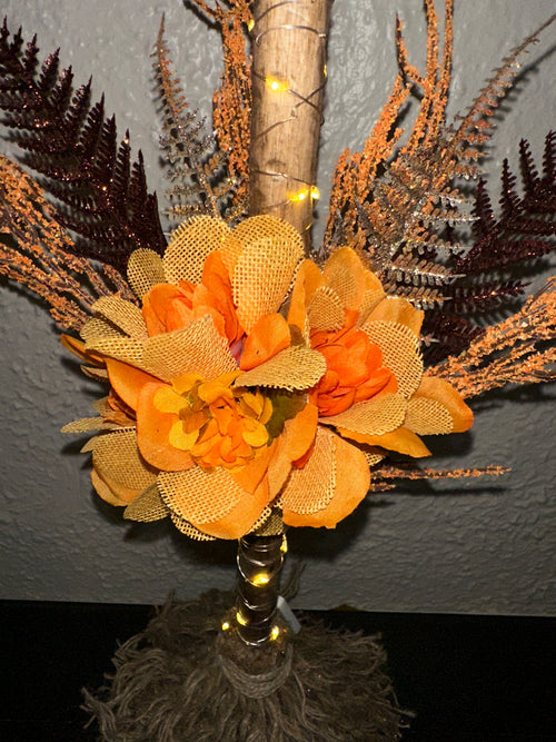 Floral broom fall decor