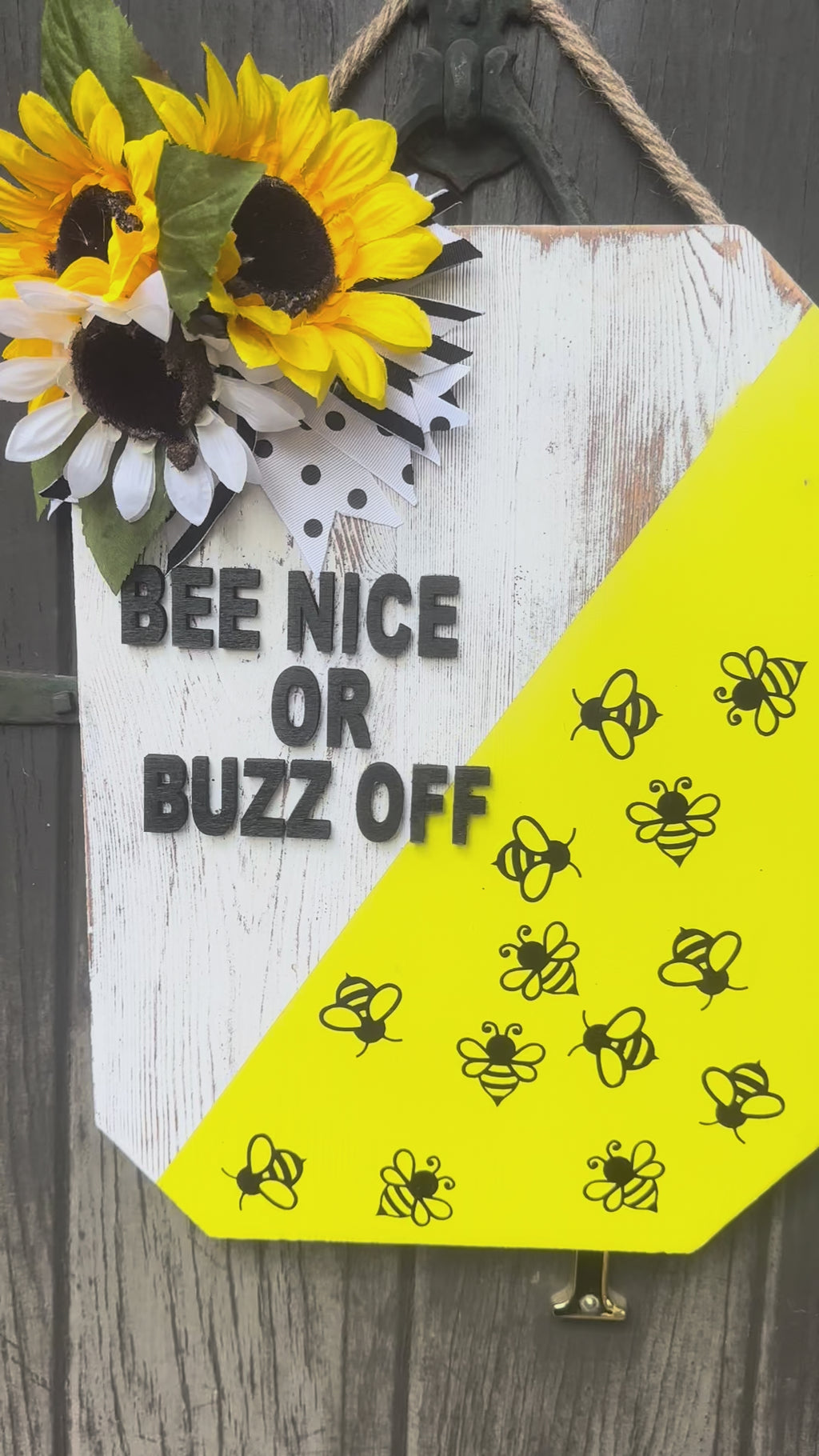 Bee nice whitewash large plaque